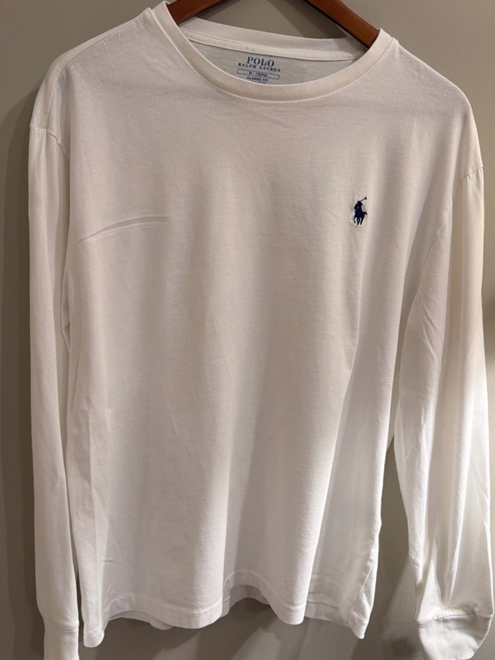 Polo by Ralph Lauren White Long-Sleeve Crewneck with Navy Pony